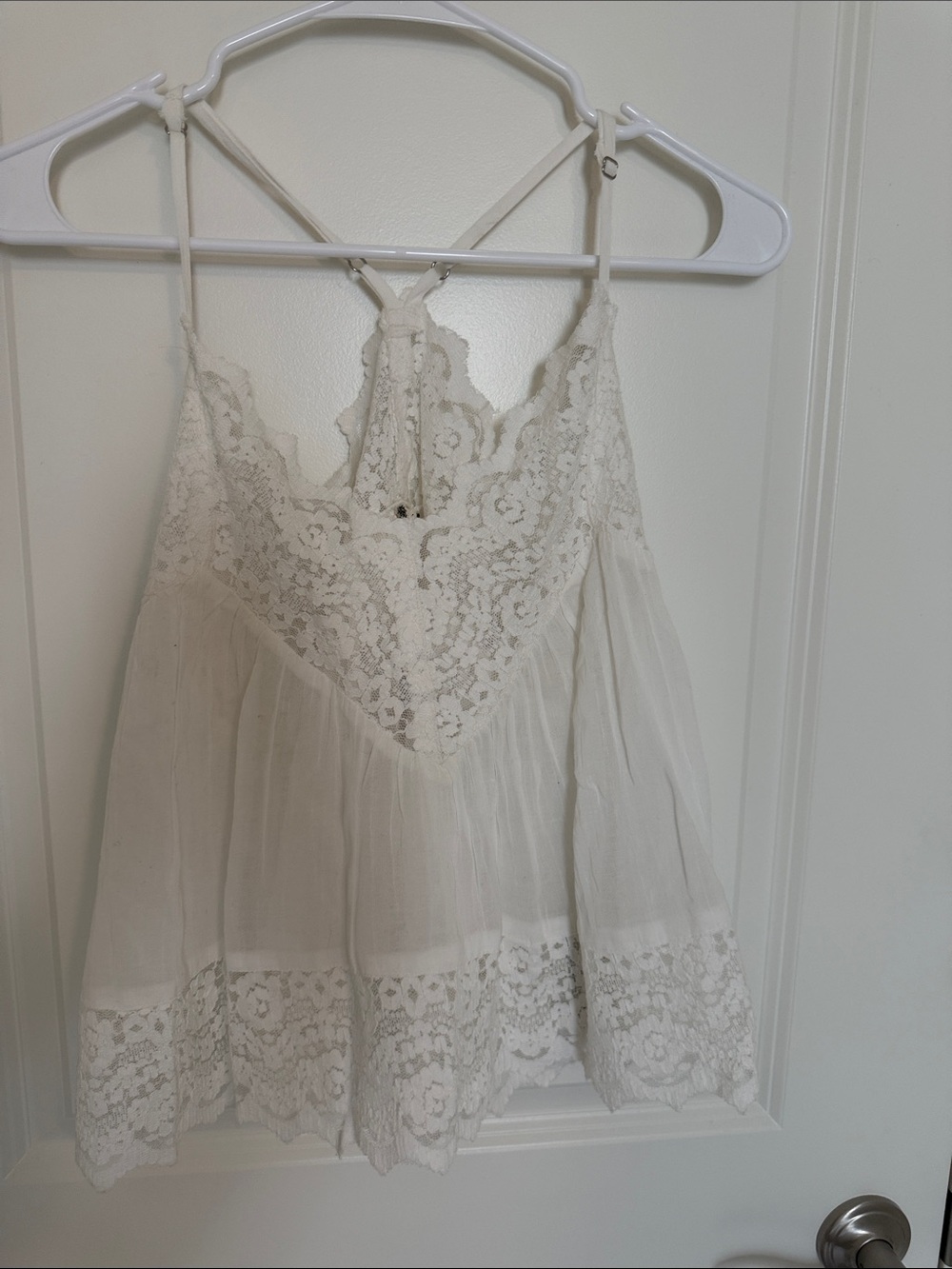 Free People Ivory Lace-Trim Tie-Back Camisole
